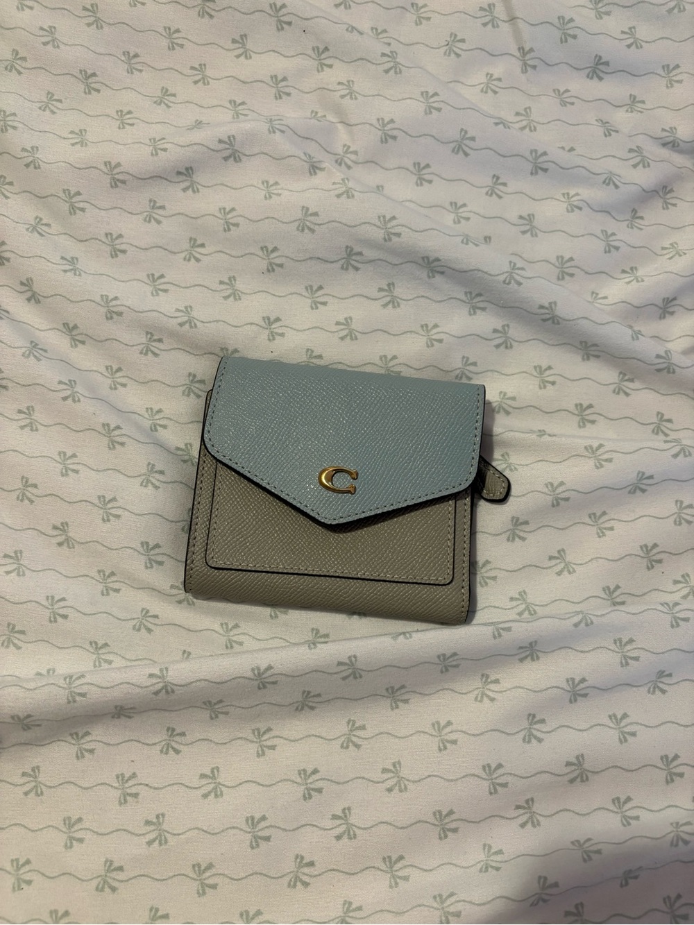Compact Two-Tone Women's Wallet - Light Blue & Taupe